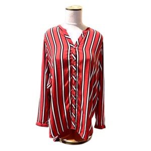 Turkish designed Grandi Red and white striped element blouse, size M